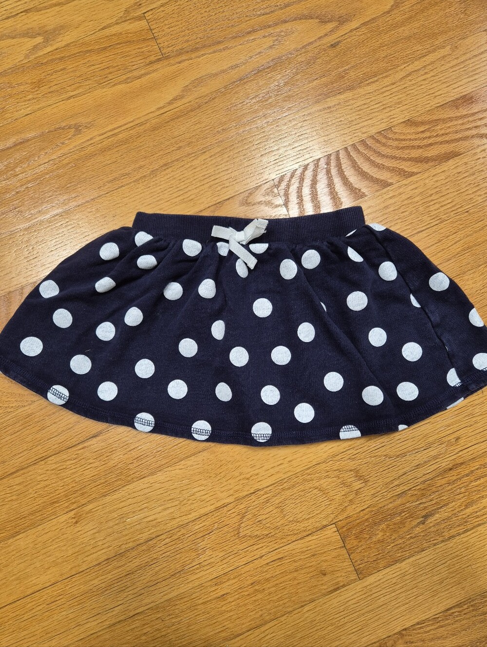 OshKosh Bgosh Girls Navy Blue Polka Dot Cotton Knit Skirt Size 4